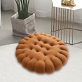 thumbnail image 1 of DYNWAVECA Coussin en Forme de Biscuit Coussin de Sol Décoratif Doux pour Cadeau Salon Bar Rond Brun Foncé, 1 of 10