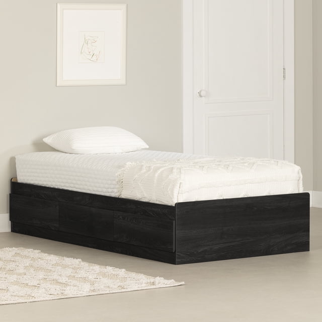 South Shore Step One Essential Twin Mates Bed with 3 Drawers, in Gray Oak