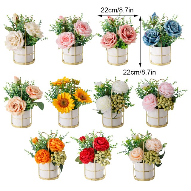 mmirethe Fake Peony Silk Hydrangea Flower Realistic Appearance Artificial Flowers With Vase Simulation Flower Set Low Maintenance Pinellia Pink 1Set