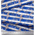 thumbnail image 3 of Soimoi Blue Rayon Crepe Fabric Star & Swirls Stripe Print Sewing Fabric Yard 46 Inch Wide, 3 of 4