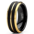 thumbnail image 2 of Men Tungsten Two-Tone Wedding Band Grooved Ring 8MM Black Goldtone, 2 of 4