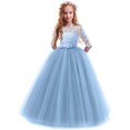 thumbnail image 5 of Robe Longue en Dentelle Florale Vintage pour Filles Manches 3/4 Robe de Soirée de Mariage Robe de Danse Formelle, 5 of 5