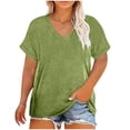 thumbnail image 1 of Birdeem Blouses for Women Womens Oversized V-Neck Short Sleeved Solid Color Summer Bottom T-Shirt, 1 of 1