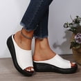 thumbnail image 2 of Penkiiy Womens Platform Peep Toe Mules Wedge Slide Sandals 38 White, 2 of 9