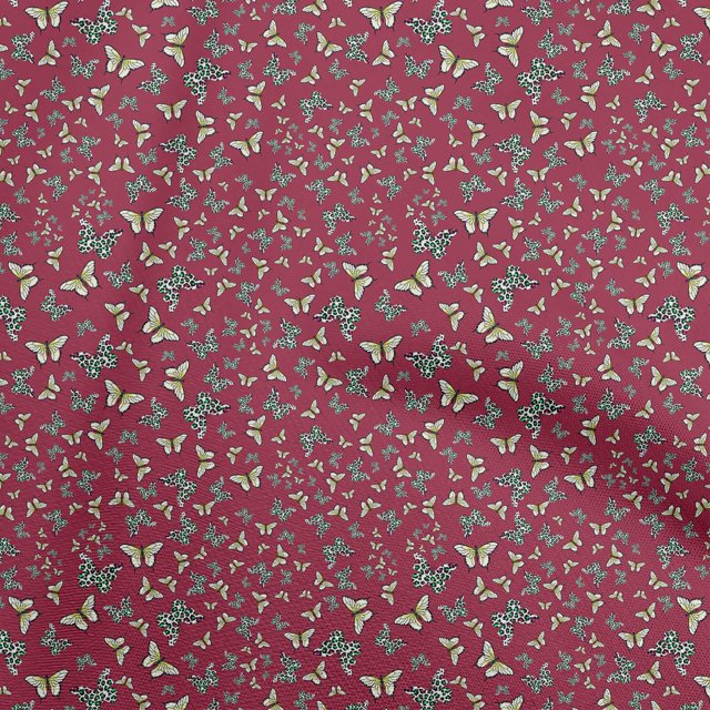 oneOone Polyester Spandex Dark Magenta Fabric Butterflies Sewing Craft Projects Fabric Prints By Yard 56 Inch Wide