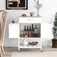 thumbnail image 2 of Gymax Chariot Îlot de Cuisine Roulant avec Tiroir Armoire de Rangement à 2 Portes Plateau Inférieur Blanc, 2 of 8