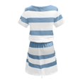thumbnail image 5 of Robes d'Invitée de Mariage pour Femmes Décontractées à Col en V à Manches Courtes à Bandage à Rayures Imprimées Robe Ample Robe d'Été Aguichant en Liquidation, 5 of 5