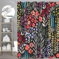 thumbnail image 1 of Dznils Rideau de Douche en Tissu Boho Coloré à Motif Floral, Motif Aquarelle avec Crochets, 72 Pouces x 72 Pouces, Noir, 1 of 11