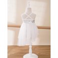 thumbnail image 4 of Jizyo Robe de Danse Lyrique à Sequins pour Filles Robe Tutu de Ballet Dos Croisé Justaucorps de Gym une Pièce Tenues de Danse Ivoire 3TG, 4 of 7
