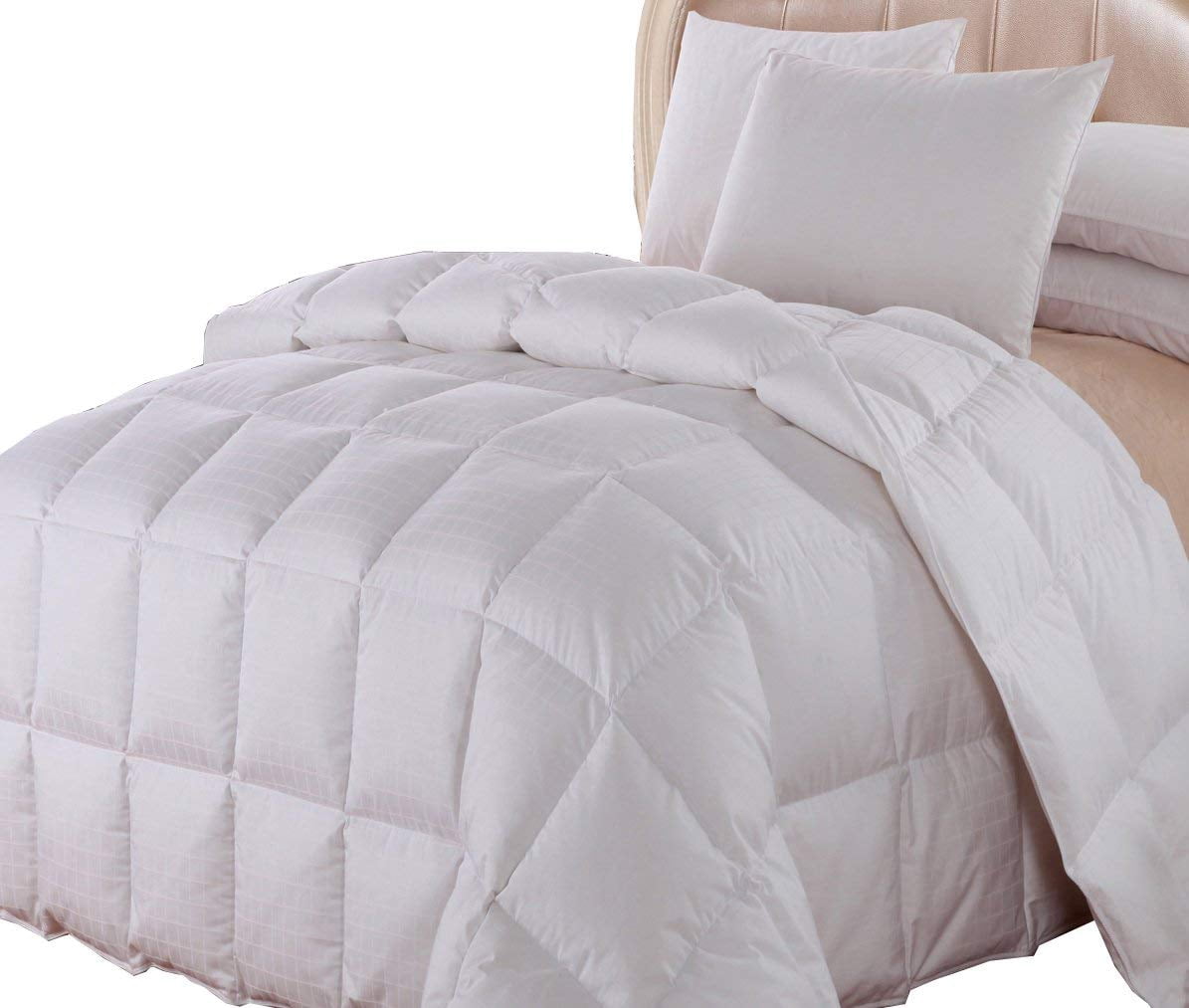 Royal Hotel Bedding Goose Down Comforter King 300 Thread Count 100% Cotton Dobby Checkered Shell 600FP 40 Ounce Down Fill