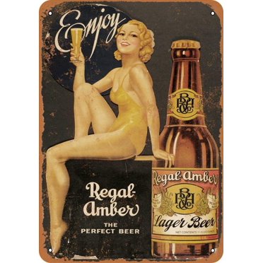 Regal Amber Lager Metal Tin Sign Vintage Sign for Home and Bar Wall Decor 8x12 Inches