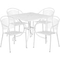 thumbnail image 1 of Bowery Hill 5 Piece 36" Square Steel Flower Print Patio Dining Set in White, 1 of 4
