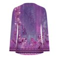 thumbnail image 4 of IROINNID Offre des Hauts de Tunique pour les Femmes Womens Chemise Oversize Confortable Été Sexy Pli Imprimé Régulier Long Manches Col Rond Bouton Haut, Violet, 4 of 4