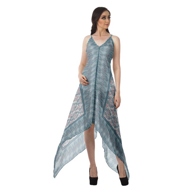 Moomaya Robe Mouchoir Femme Imprimée à Dos Nu Robes d'Été Femme