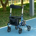 thumbnail image 2 of HOMCOM Rollator Walker w/ 8'' Wheels Adjustable Handle Seat Blue, 2 of 10