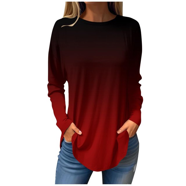 Birdeem Blouses d'Automne à Col Rond pour Femmes, Mode Smockée, Manches Longues