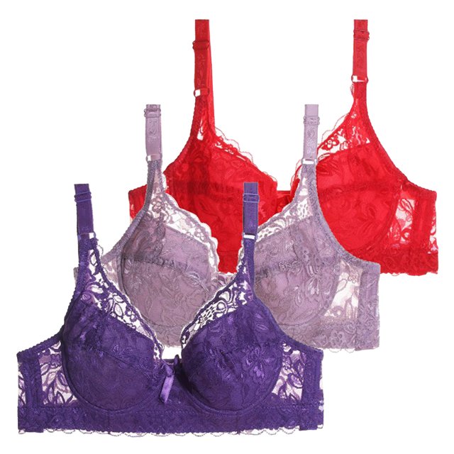 Kcodviy Pack of 3 Women Medium Bra Bras with Underwire Push Front Closure Bra Up Bra Set Women Bras Wireless Front Closure Bustier Sports Bra Training Wireless Bras for Women Support Bra