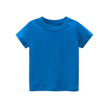 YOUSNH Toddler Kids Girls Boys Short Sleeve Basic T Shirt Casual Summer Tees Shirt Tops Solid Color Boys Tops Blue 1 Years