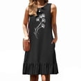 thumbnail image 1 of Ovzne Robes pour Femmes Robe de Plage Mode Femmes Imprimé Col Rond Sans Manches Poche Jupe Plissée Robe à Empiècements Robe pour Femmes Imprimée Liquidation, 1 of 6