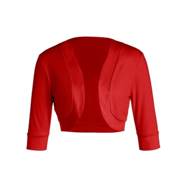 Gupgi Boléro Cardigan pour Femmes à devant Ouvert, Couleur Unie, Veste Boléro, Manteau Court