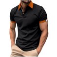 thumbnail image 2 of ylioge Mens Shirts Short Sleeve Golf Tees Shirt Office Work Pullover Button Collared Casual Color-Block Loose Comfort Tshirts Tops, 2 of 6
