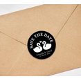 thumbnail image 3 of Darling Souvenir Round 45 Pcs Loving Swans Save The Date Stickers Personalized Bride Groom Names And Date Envelope Seals - Black, 3 of 4