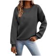 thumbnail image 3 of Sentmoon Hauts à Manches Longues pour Femmes Col Ras du Cou Hauts pour Femmes Chic Décontracté Ample Couleur Unie Vêtements d'Automne Doux et Confortable pour la Mode d'Automne Gris Foncé TG, 3 of 7