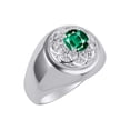 thumbnail image 3 of RYLOS Men's Rings Sterling Silver Designer Gypsy 7MM Round Gemstone & Diamond Ring Emerald May Birthstone Rings Size 12, 3 of 6