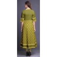 thumbnail image 4 of Bimba Kurtis Indiennes à Pois Verts et à Blocs Floraux pour Femmes, Kurti Anarkali Imprimée en Ligne A, Robe Ethnique Décontractée - Grand, 4 of 5