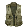 thumbnail image 1 of LUXUR Mens With Multiple Pockets Cargo Jacket Fishing Climbing Utility Vests Light Army Green XL, 1 of 3