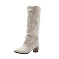 thumbnail image 2 of Women's Winter Thick High Heel Pointed Sleeve High Tube Suede Boots In Solid Color, 2 of 9