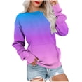 thumbnail image 1 of Lmnyox Chandails à Col Rond pour Femmes, Mode Décontractée, Imprimé, Manches Longues, Chandails à Enfiler avec Poche, Chemises Basiques Amples, 1 of 6