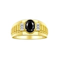 thumbnail image 1 of RYLOS Men's Rings 14K Yellow Gold Ring Classic Designer Style 8X6MM Oval Gemstone & Diamond Ring Onyx October Birthstone Rings For Men Size 13, 1 of 7