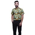 thumbnail image 1 of BESTMAN Chemise en Coton pour Hommes à Manches Courtes Imprimée Col Mandarin Chemise Décontractée, 1 of 5