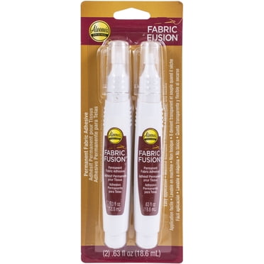 Aleene's Fabric Fusion Permanent Adhesive Pen, 0.63 fl. oz. 2 pack, Precision Application, Nontoxic, Dries Flexible in 4 Hours, Strong Bond on Fabrics