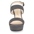 thumbnail image 2 of BLISSFUL STEP Women's Slingback Platform Heels Chunky High Heel Sandals Grey (Size 8.5), 2 of 6