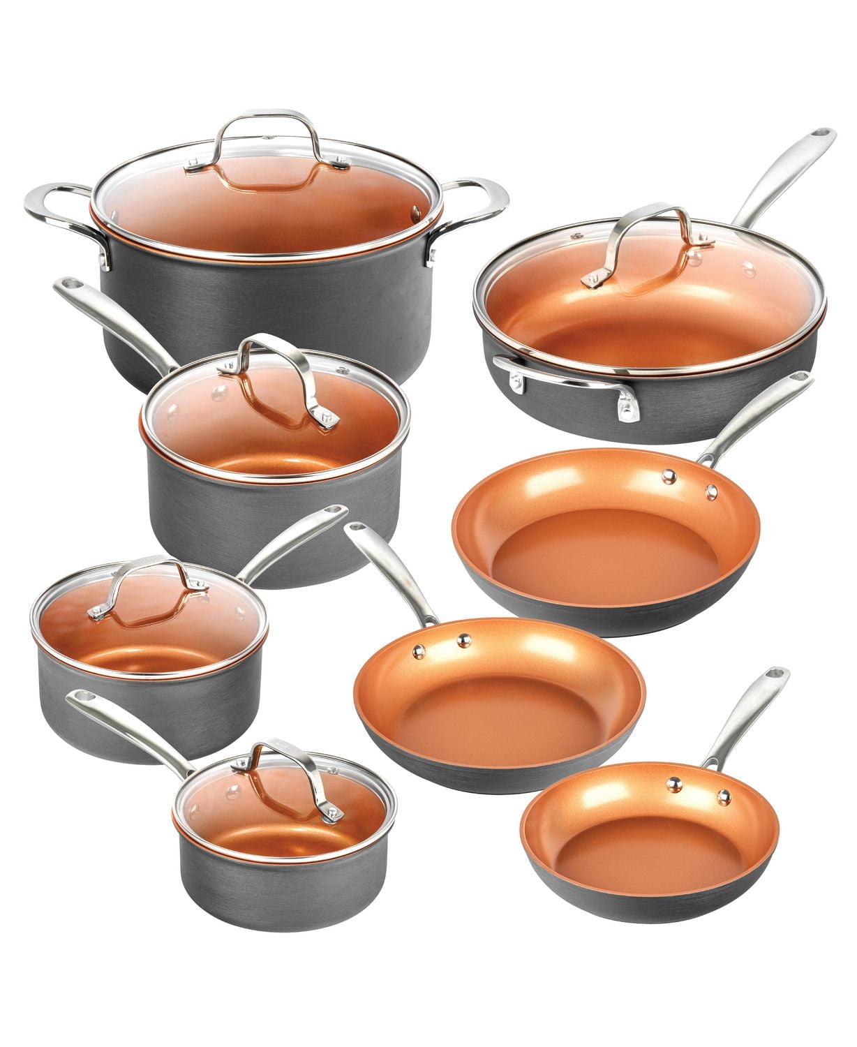 Gotham Steel Pots and Pans Set Ceramic Hard Anodized PFOA Free Nonstick Cookware Set Pro 13 Pcs