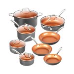 Gotham Steel Ensemble de casseroles et pots en céramique anodisée dure PFOA Ensemble gratuit de produits de cuisine antiadhésif Pro 13 Pcs
