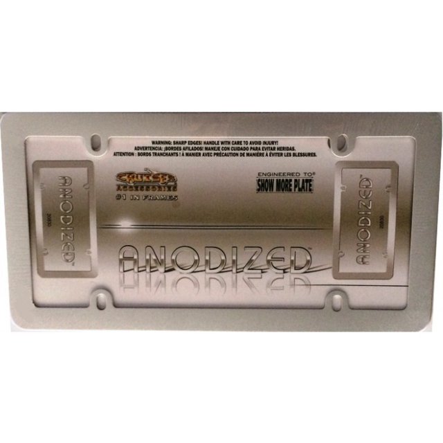Anodized Silver Metal License Plate Frame