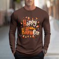 thumbnail image 2 of YOIAVAIOY T-Shirts Graphiques à Manches Longues pour Hommes T-Shirts d'Halloween à Imprimé Fantôme Citrouille T-Shirts à Manches Longues Col Rond Hauts d'Automne Blouse Décontractée de Festival Café L, 2 of 6
