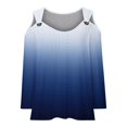 thumbnail image 4 of RXIRUCGD Haut à Enfiler Décontracté de Mode pour Femme à Dégradé à Manches Longues avec Épaule Manquante, Bleu Foncé, Taille : S, 4 of 5