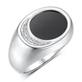 thumbnail image 3 of RYLOS Men's Designer Ring in Sterling Silver 925: Features Diamonds around Onyx  - Available  Size 8, 3 of 6