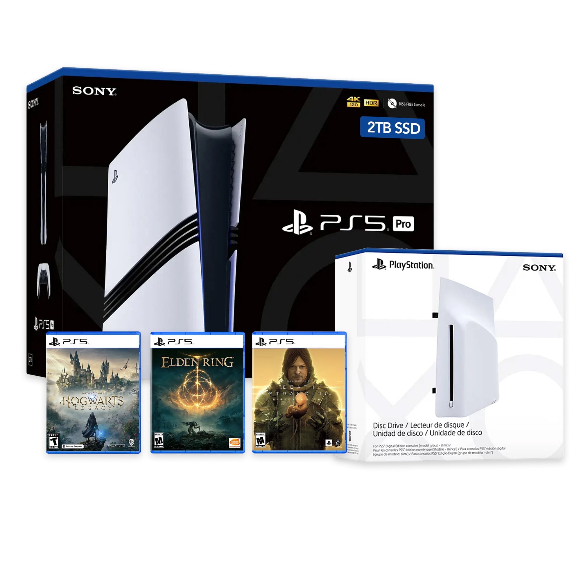 PlayStation 5 Pro with Disc Drive 2TB SSD PS5 Console, Wireless Controller and EldenRing, Hogwarts Legacy & Death Stranding Director's Cut - CFI-7019 PS5 Pro