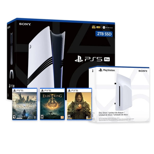 PlayStation 5 Pro with Disc Drive 2TB SSD PS5 Console, Wireless Controller and EldenRing, Hogwarts Legacy & Death Stranding Director's Cut - CFI-7019 PS5 Pro