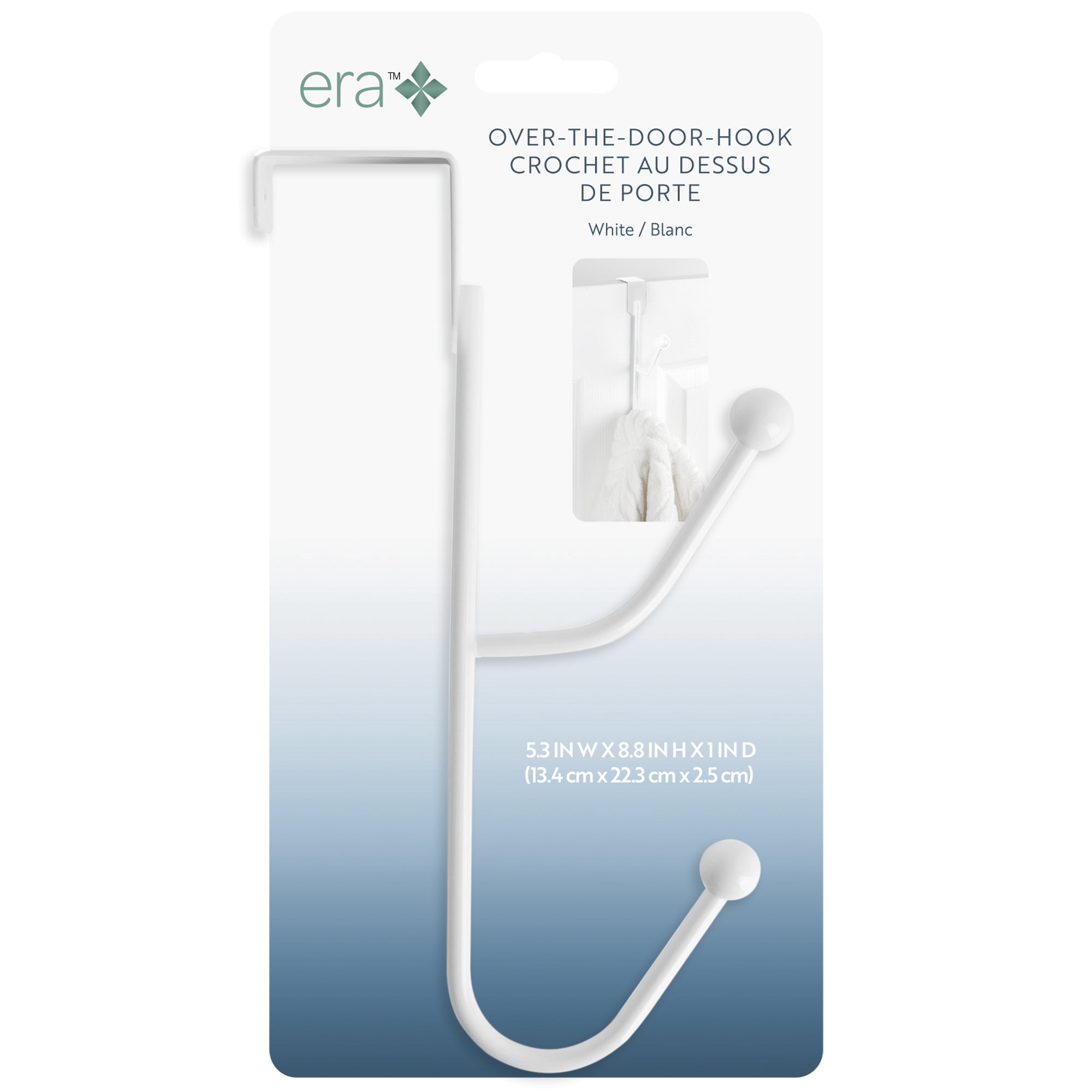 Era Roan Max Double Over The Door Hook, Organizer, White 5.3x8.8in