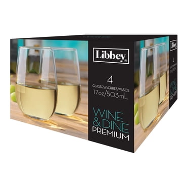 Libbey Wine & Dine Premium Stemless Wine Glass Set