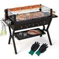 thumbnail image 1 of Costway Grils de Barbecue au Charbon en Acier Inoxydable avec Supports à Assaisonnements et Tablette de Rangement, 1 of 9