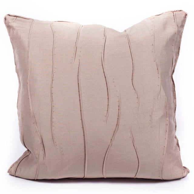 Gouchee Coussin Flo Design en Tissu beige Imitation Soie avec Rayures Ondulées Organiques Cousues, Rempli de Fibre de polyester Canadienne, Mesurant 18 par 18 Pouces, Doté d'Une Fermeture Éclair pour un Retrait Facile de la Coque, Idéal pour un Usage Décoratif et un Confort Accru en Déco Maison.