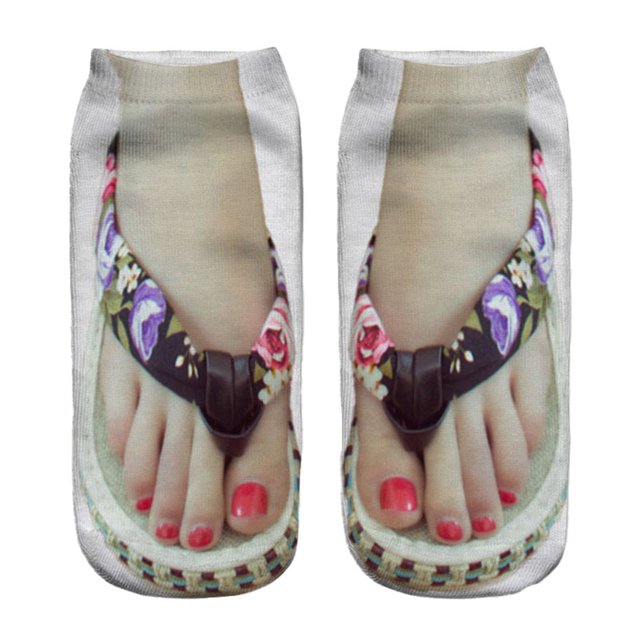 3D Pattern Manicure Print Socks Funny Hidden Running Socks Women Personalized