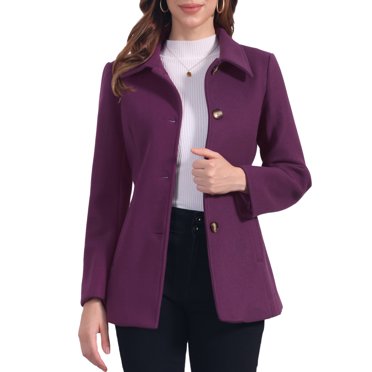 INSPIRE CHIC Manteau Manteau à Col Simple pour Femmes Peter Pan m Violet Foncé